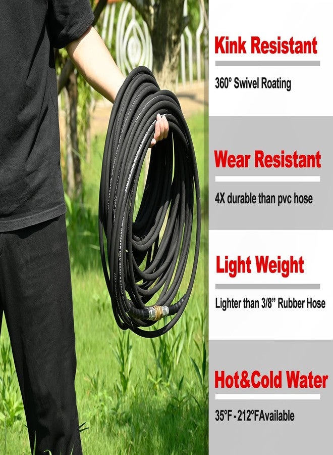 YAMATIC Super Wear Resistant Pressure Washer Hose 50 FT, Rubber 4000 PSI 1/4" Power Washer Replacement Hose for Hot/Cold Water, Swivel 3/8" Quick Connect with 2 M22-14mm Adapters for Most Brand - Image 2