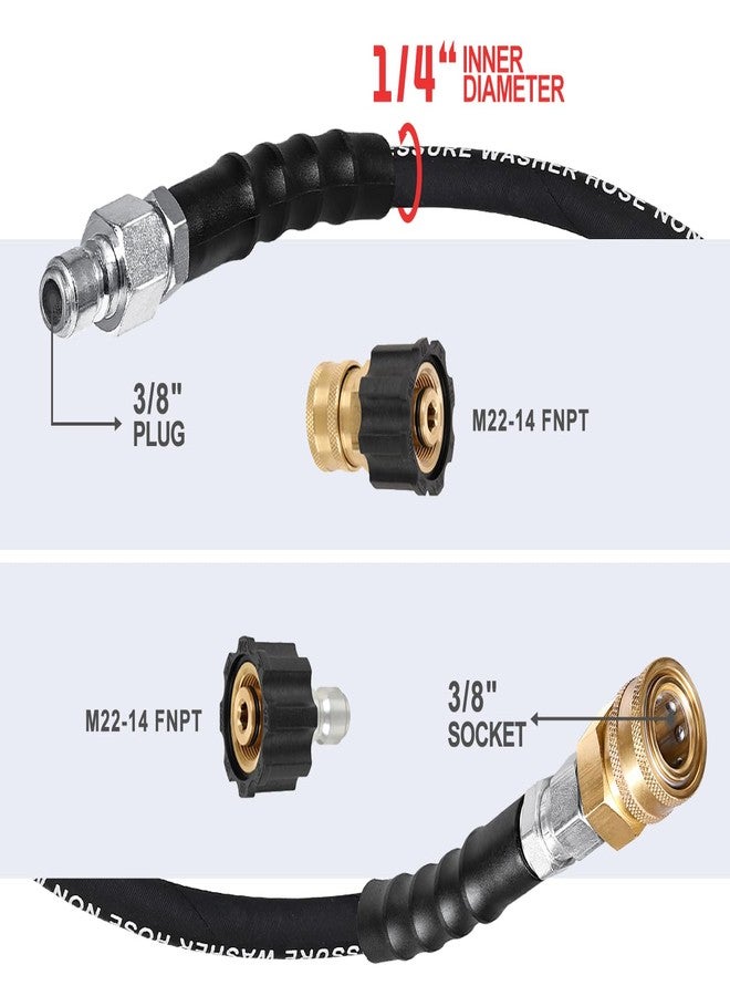 YAMATIC Super Wear Resistant Pressure Washer Hose 50 FT, Rubber 4000 PSI 1/4" Power Washer Replacement Hose for Hot/Cold Water, Swivel 3/8" Quick Connect with 2 M22-14mm Adapters for Most Brand - Image 3