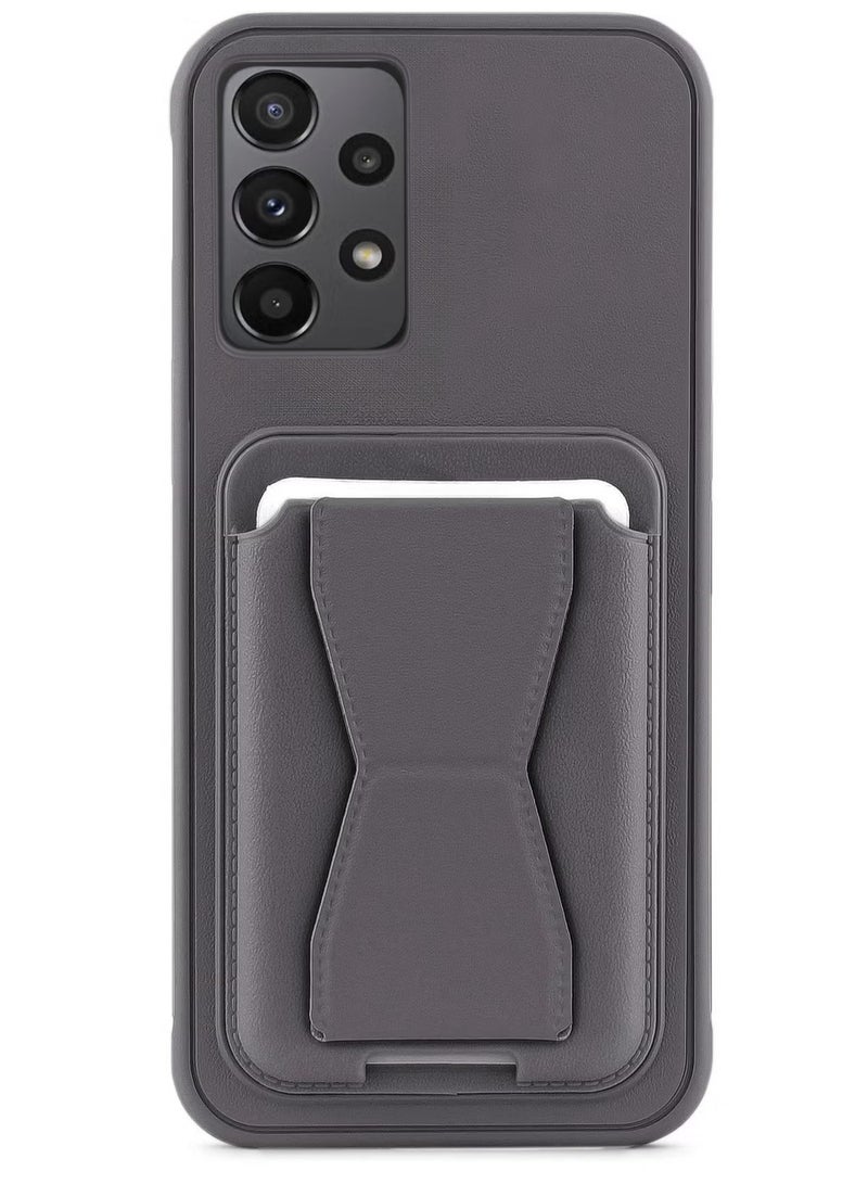 غطاء خلفي من الجلد مع محفظة بطاقات، جراب قابل للطي ومقاوم للصدمات، متوافق مع هاتف سامسونج جالاكسي A52/A52s 5G (رمادي داكن)