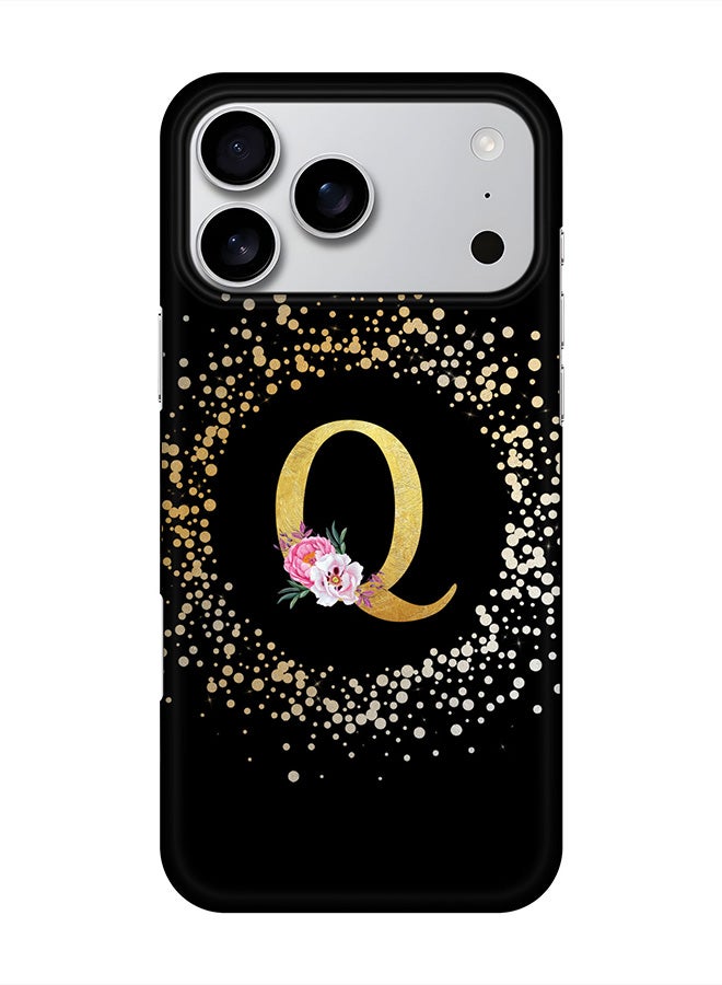 Stylizedd For iPhone 17 Pro Max,Case, [Compatible with MagSafe] Magnetic cover Slim fit Protection Matte, - Custom Monogram Floral - Q ( Black )