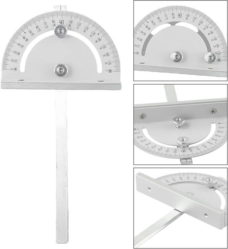 منشار طاولة صغير دائري جهاز التوجيه مقياس الزاوية مع مسطرة معدنية 180 مم ذات فتحة T مقبض كبير للإمساك الدقيق لأعمال النجارة DIY - Image 3