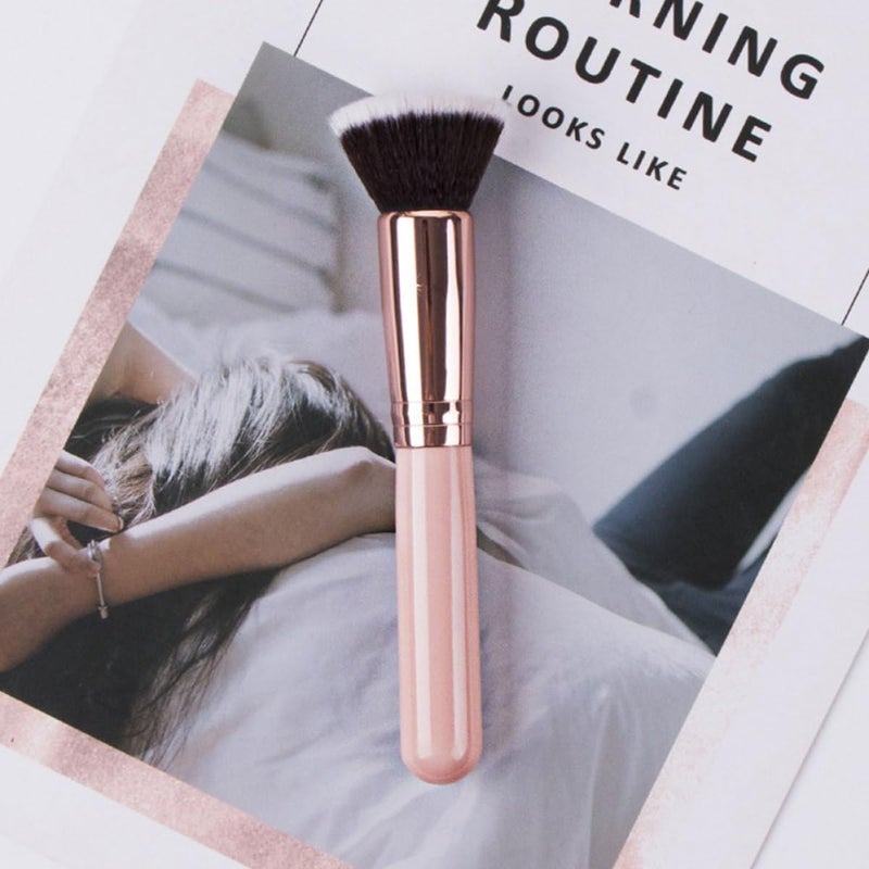 Ciieeo 2pcs Flat Top Foundation Makeup Brushes with Rose Gold and Black Handles, High-density Synthetic Cosmetic Brushes for Blending Cream and Powder, Includes Yin-yang and Printed Seal - Image 4
