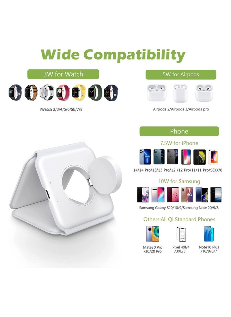 Generic 3 in 1 Wireless Charger, Foldable Magnetic Charger Station, 18W Fast Wireless Charging Pad, Compatible with iPhone 14/13/12/11, Samsung  - Image 3
