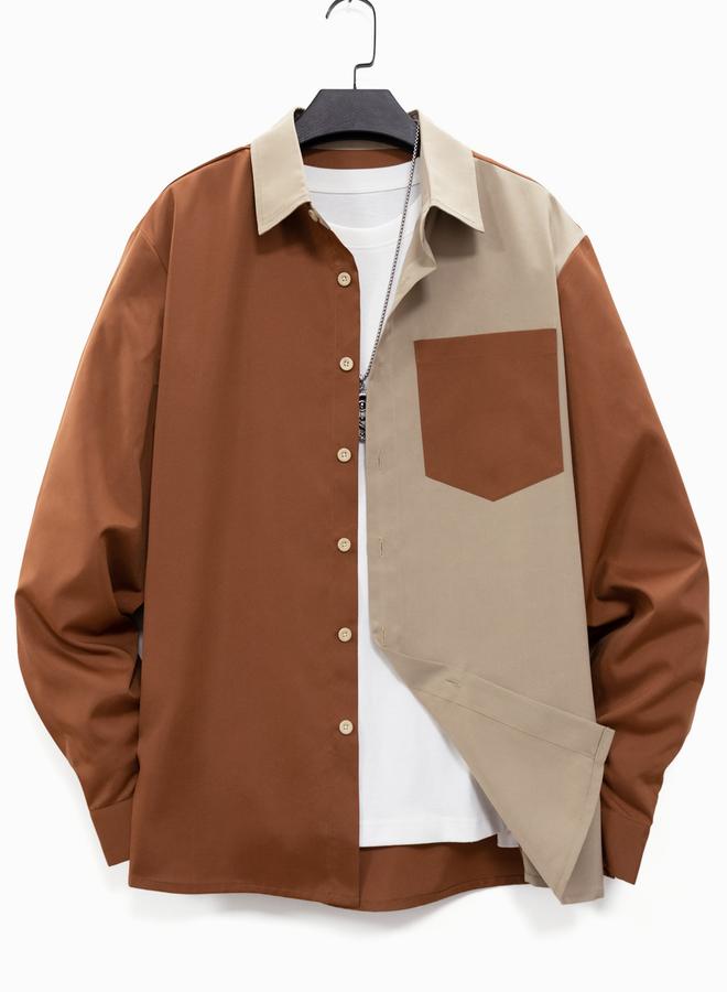 Take Two Men Two-Tone Button-Down Shirt with Pocket - Image 1