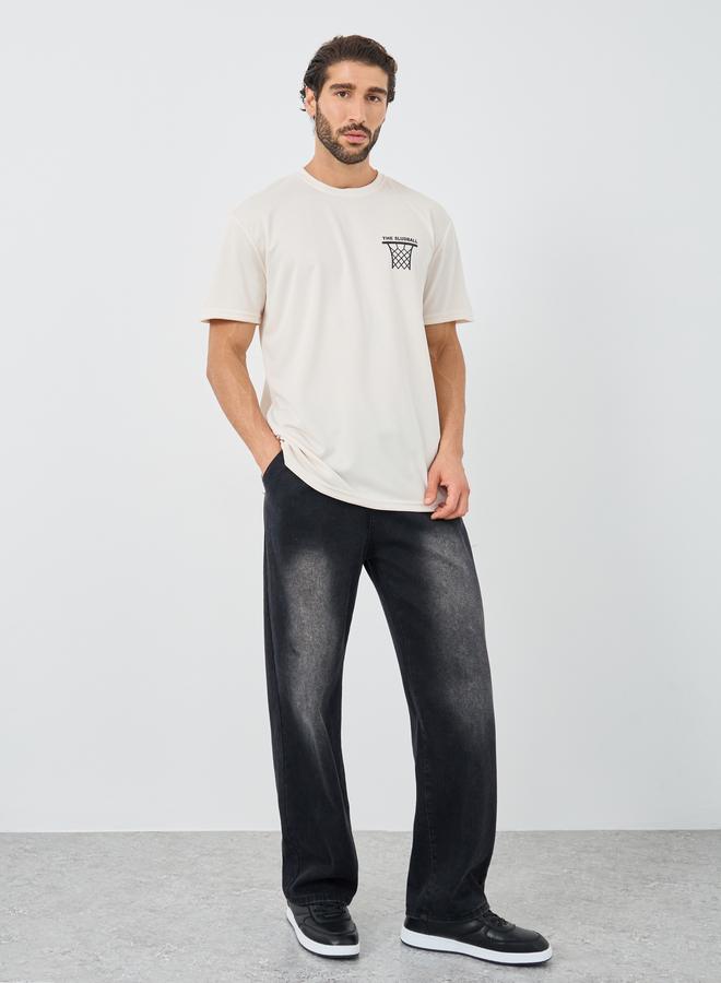 Styli Back Graphic Print Crew Neck Oversized T-Shirt - Image 3