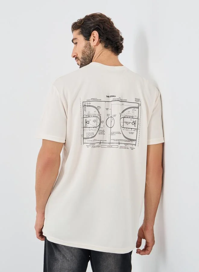 Styli Styli Back Graphic Print Crew Neck Oversized T-Shirt