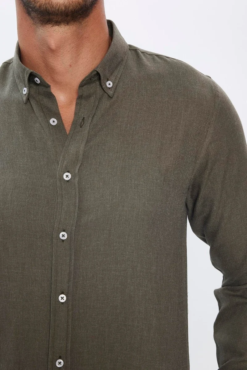 تودورس Slim Fit Winter Wool Viscose Plain Shirt