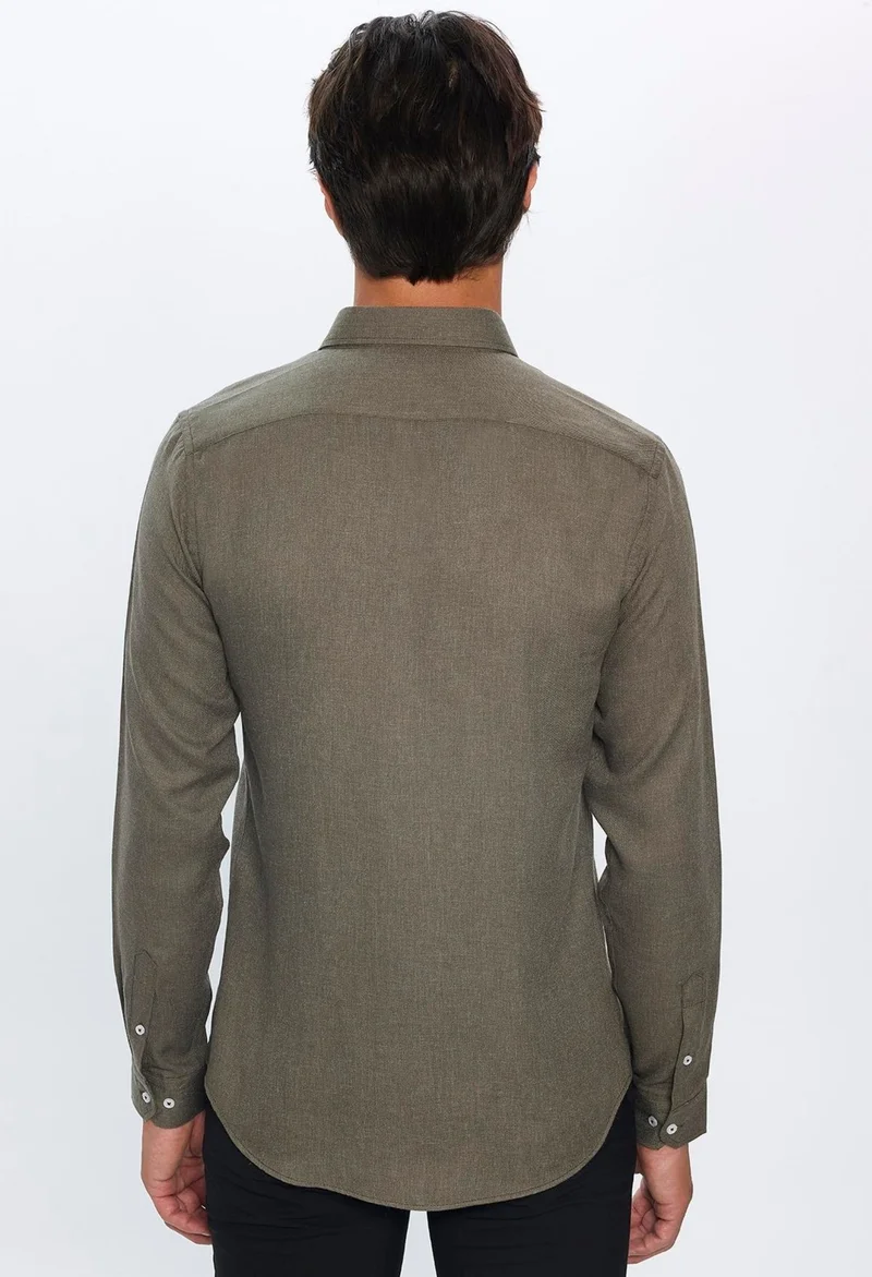 تودورس Slim Fit Winter Wool Viscose Plain Shirt