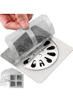 Bukela 50pcs Disposable Shower Hair Drain Catcher Shower Drain Mesh Sticker Self Adhesive anti-bug and anti-fur floor drain Cover stickers filters for Laundry,Bathroom, Kitchen, Sink  - Image 1
