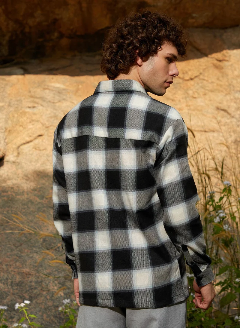 CAHOOT  Men's Onyx Black Tartan Utility Shacket for Men | Best Price UAE