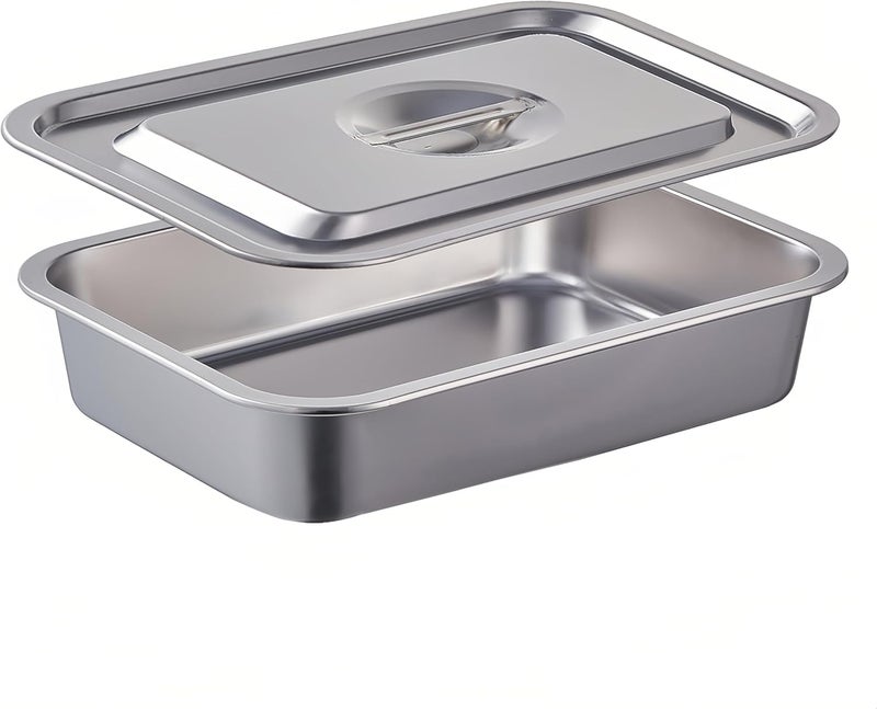 CozyState 4 Inch Extra Deep Lasagna Baking Pan with Lid, 11x14 Inch 7.4QT Large Stainless Steel Nonstick Lasagna Baking Roasting Pans Casserole Dishes for Oven with Lids(M, 1 Pack) - Image 1