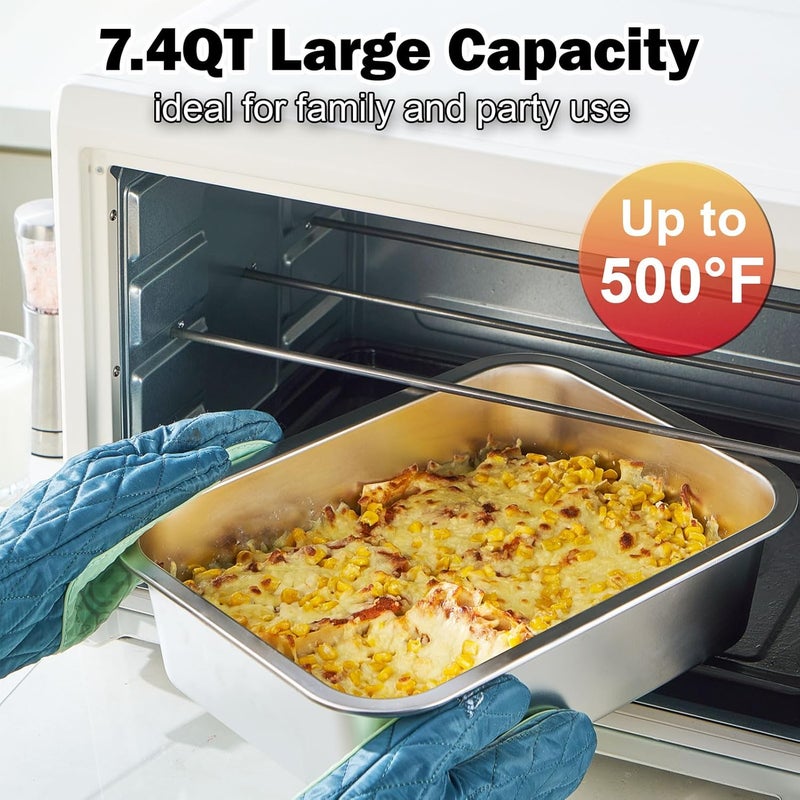 CozyState 4 Inch Extra Deep Lasagna Baking Pan with Lid, 11x14 Inch 7.4QT Large Stainless Steel Nonstick Lasagna Baking Roasting Pans Casserole Dishes for Oven with Lids(M, 1 Pack) - Image 4