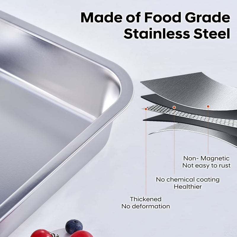 CozyState 4 Inch Extra Deep Lasagna Baking Pan with Lid, 11x14 Inch 7.4QT Large Stainless Steel Nonstick Lasagna Baking Roasting Pans Casserole Dishes for Oven with Lids(M, 1 Pack) - Image 3