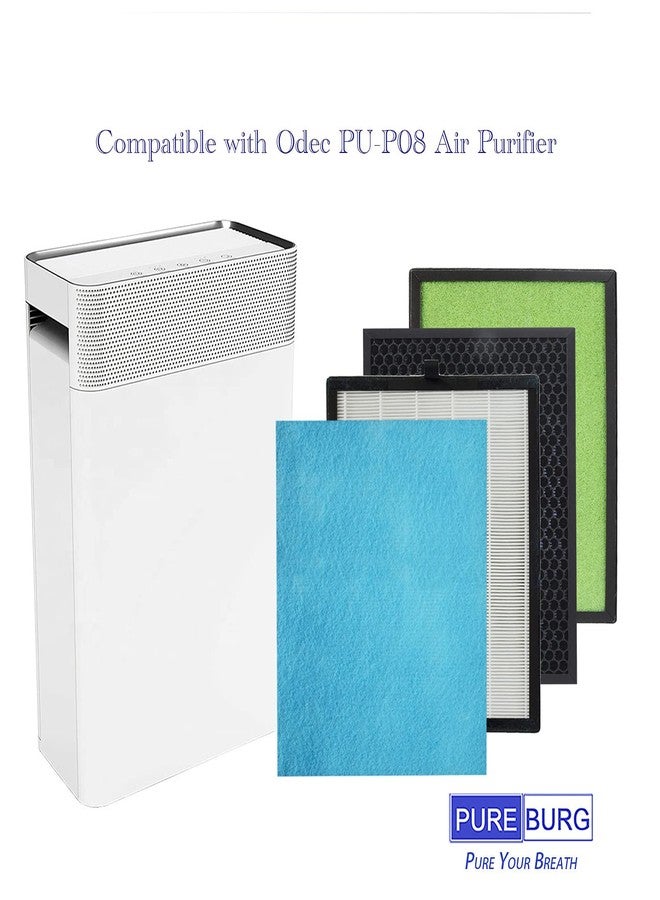 PUREBURG Replacement Filter Set Compatible with Odec PU-P08 Air Purifier,2-Pack H13 HEPA Activated carbon 2-IN-1 4-Stage Filtration Air Clean Dust - Image 3
