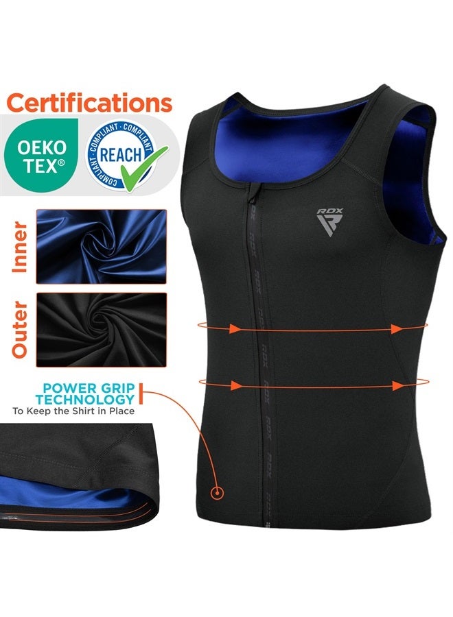 Rdx Men Sauna Vest, Sweat Workout Shirt for Weight loss, Waist Trainer, Corset, Compression Body Shaper Zipper and Seamless - Image 1