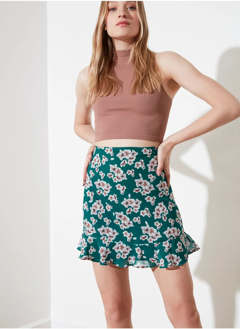trendyol Ruffle Hem Floral Hem Skirt