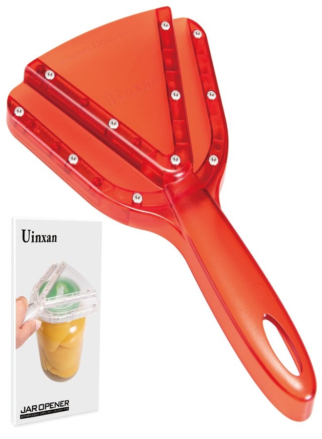 Uinxan Good Grips Jar Opener,Kitchen Gadgets Openers for Weak Hand & Seniors with Arthritis,Easy Twist Off Bottle Caps Made for Lifetime,Patent | Unique Christmas Gifts for Elderly/Women/Men(Red) - Image 1
