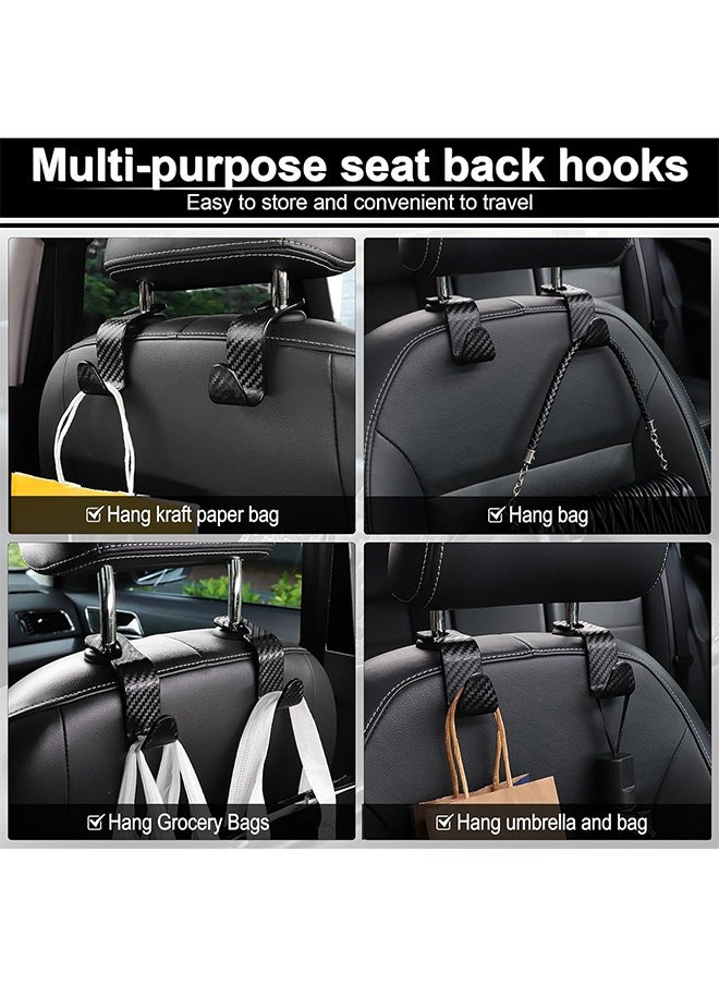 Sweet Life 4Pack Car Seat Headrest Hook, Car Seat Backpack Hooks Black S Type for Handbag Purse Grocery Bags- Carbon Fiber Black  - Image 5