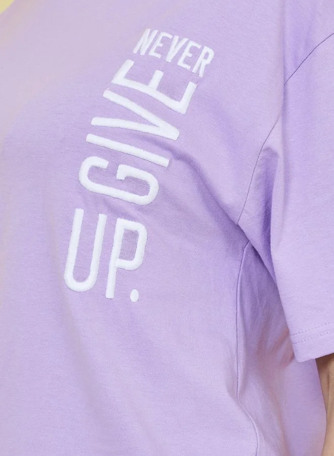 Styli Oversized Embroidered Longline T-Shirt