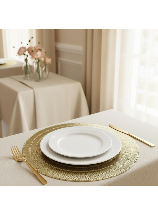 DB Innov. Golden Metallic Round Placemats, 4 Pcs Vinyl Cutout Placemats, Non-Slip Stain Heat Resistant Place Mats for Dining Table, 15x15 Inch - Image 3