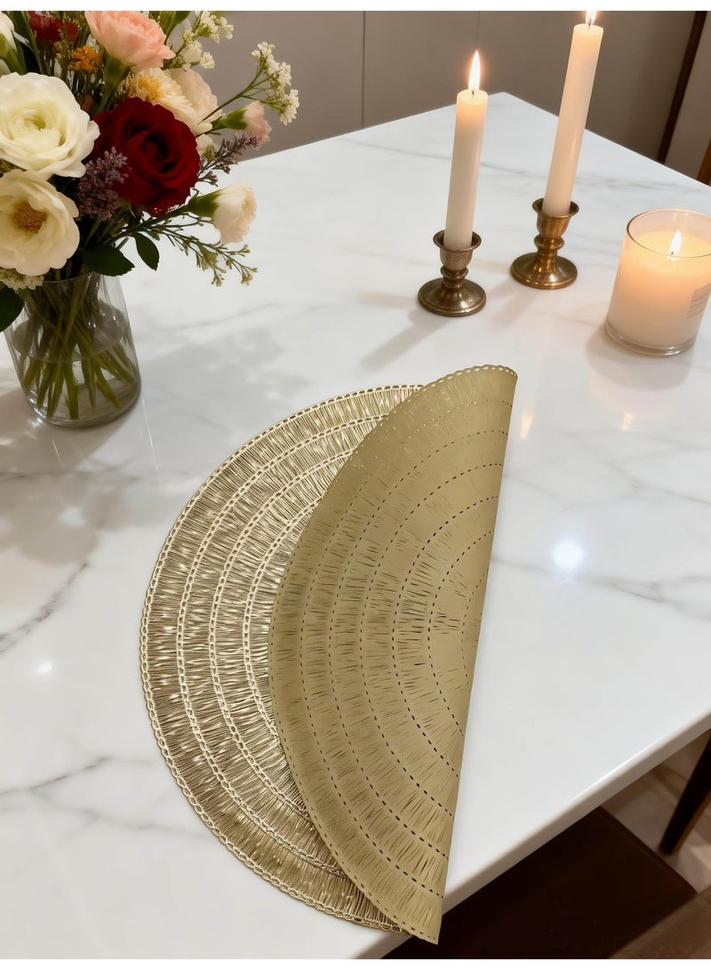DB Innov. Golden Metallic Round Placemats, 4 Pcs Vinyl Cutout Placemats, Non-Slip Stain Heat Resistant Place Mats for Dining Table, 15x15 Inch - Image 4