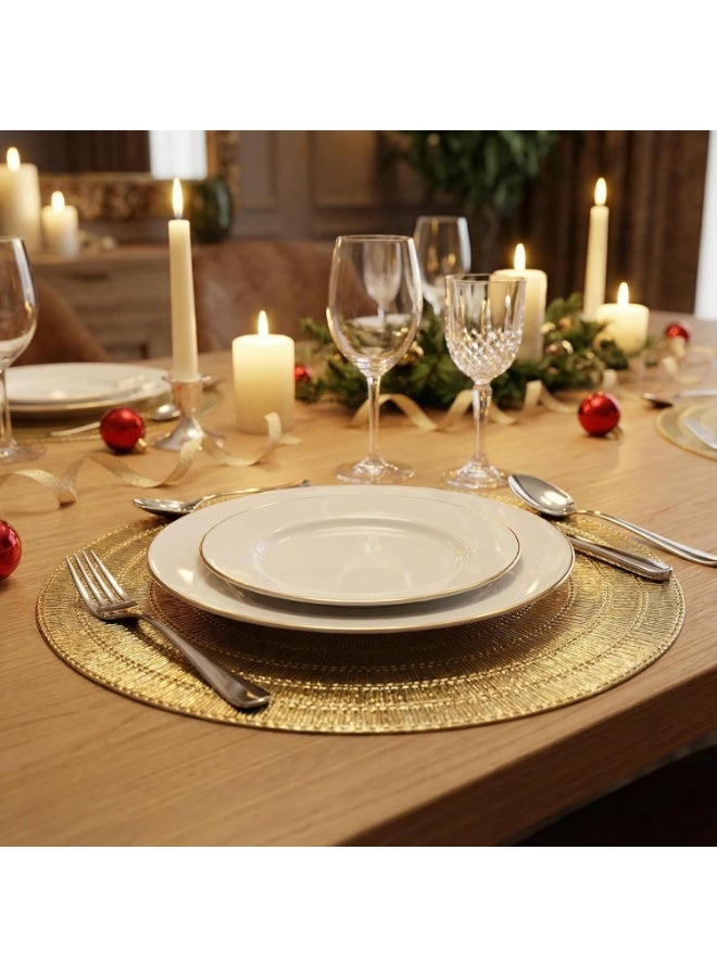 DB Innov. Golden Metallic Round Placemats, 4 Pcs Vinyl Cutout Placemats, Non-Slip Stain Heat Resistant Place Mats for Dining Table, 15x15 Inch - Image 5