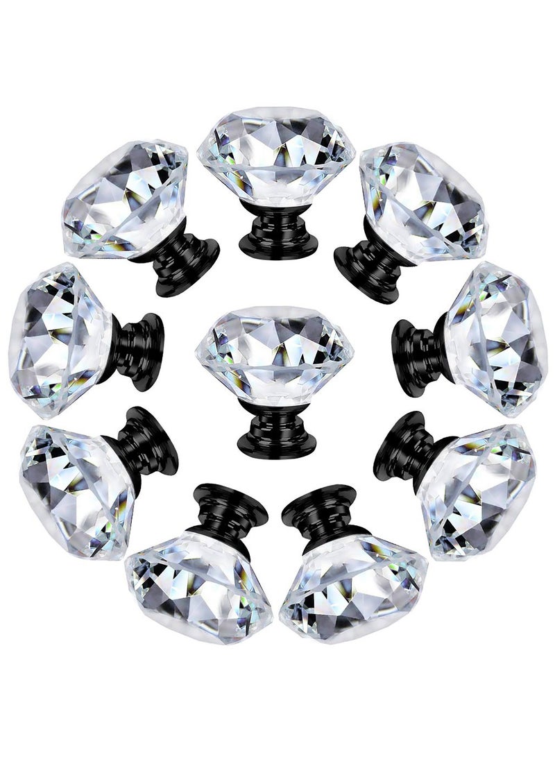 SYOSI 10 Pack Dresser Drawer Cabinet Knobs 30 mm Diamond Shaped Crystal Glass Knobs Pulls for Kitchen Wardrobe Cupboard - Image 1