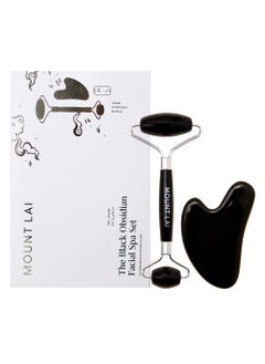 Mount Lai Mount Lai Black Obsidian Facial Spa Set, Black Obsidian Gua Sha Facial Tools Set and Roller, Guasha Tool for Face to Relieve Muscle Tension and Reduce Puffiness, Anti Aging Skin Care Sets for Women 