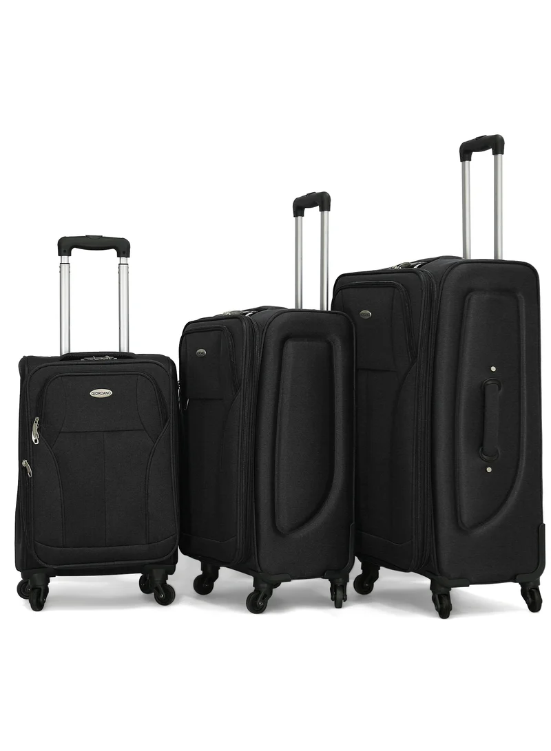 جيوردانو Giordano Softside  Luggage Trolley 3 PCS Set ,Black