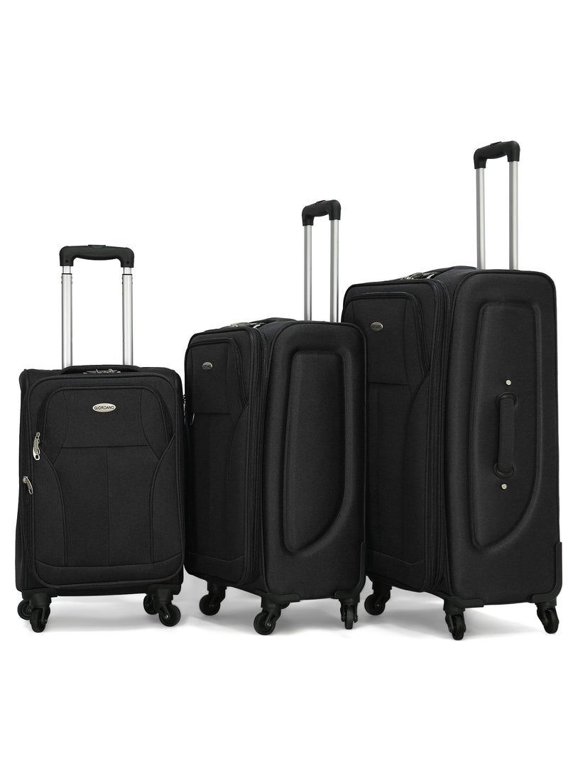 GIORDANO Giordano Softside  Luggage Trolley 3 PCS Set ,Black  - Image 1