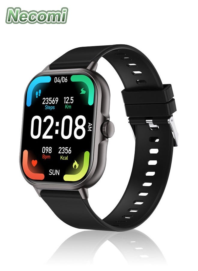 Necomi - Smartwatch, 2-Inch Smartwatch With Heart Rate Monitor Blood Oxygen And Sleep Monitor Fitness Tracker Watch (Make/Receive Calls),Ip67 Waterproof Smartwatch For Android Ios Phones (Black) - Image 1