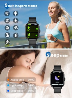 Necomi Smartwatch, 2-Inch Smartwatch With Heart Rate Monitor Blood Oxygen And Sleep Monitor Fitness Tracker Watch (Make/Receive Calls),Ip67 Waterproof Smartwatch For Android Ios Phones (Black)  - Image 3