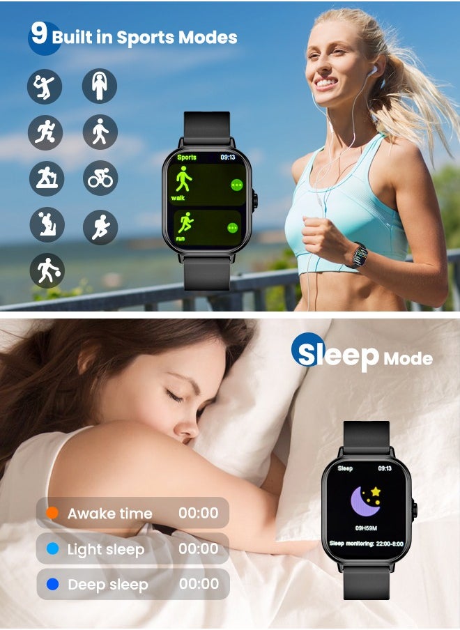 Necomi - Smartwatch, 2-Inch Smartwatch With Heart Rate Monitor Blood Oxygen And Sleep Monitor Fitness Tracker Watch (Make/Receive Calls),Ip67 Waterproof Smartwatch For Android Ios Phones (Black) - Image 1
