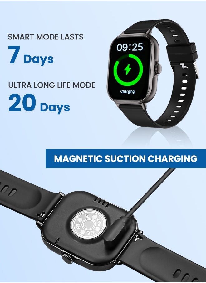 Necomi - Smartwatch, 2-Inch Smartwatch With Heart Rate Monitor Blood Oxygen And Sleep Monitor Fitness Tracker Watch (Make/Receive Calls),Ip67 Waterproof Smartwatch For Android Ios Phones (Black) - Image 1