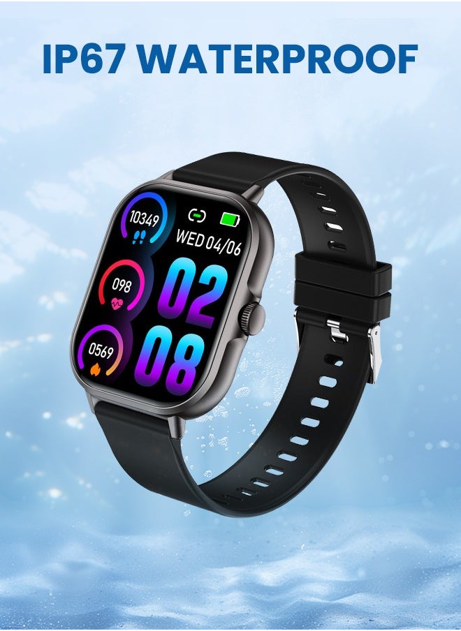 Necomi - Smartwatch, 2-Inch Smartwatch With Heart Rate Monitor Blood Oxygen And Sleep Monitor Fitness Tracker Watch (Make/Receive Calls),Ip67 Waterproof Smartwatch For Android Ios Phones (Black) - Image 1