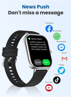 Necomi Smartwatch, 2-Inch Smartwatch With Heart Rate Monitor Blood Oxygen And Sleep Monitor Fitness Tracker Watch (Make/Receive Calls),Ip67 Waterproof Smartwatch For Android Ios Phones (Black)  - Image 2