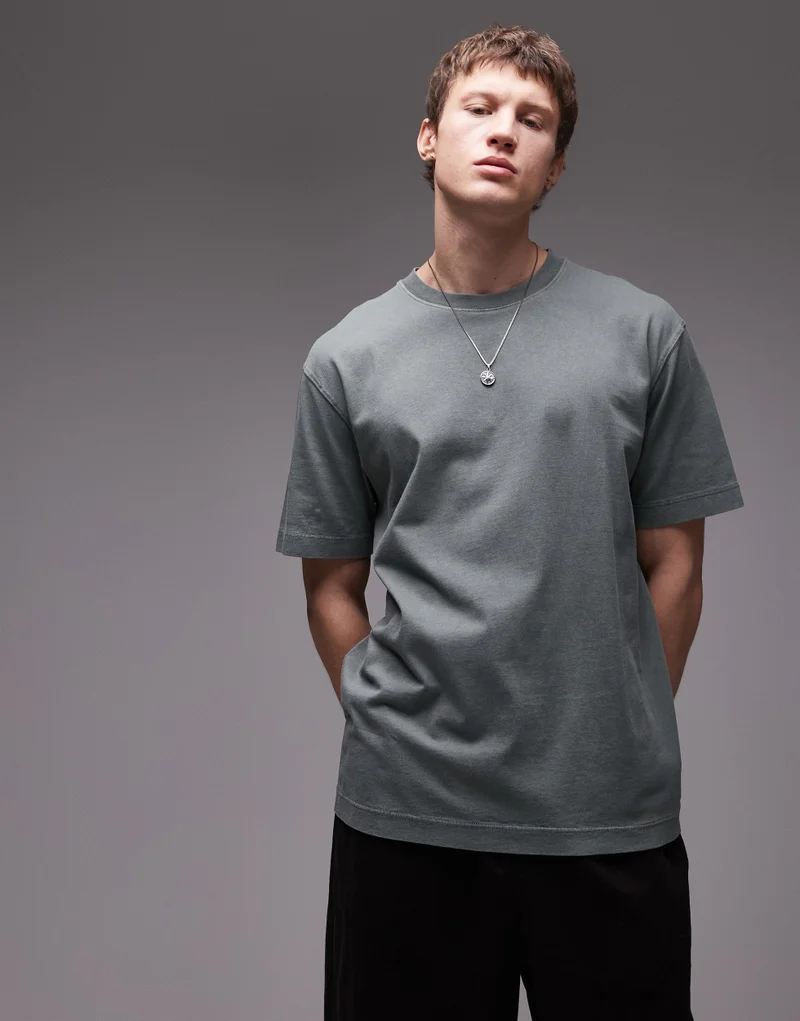 TOPMAN Printed Crew Neck Oversized T-Shirt