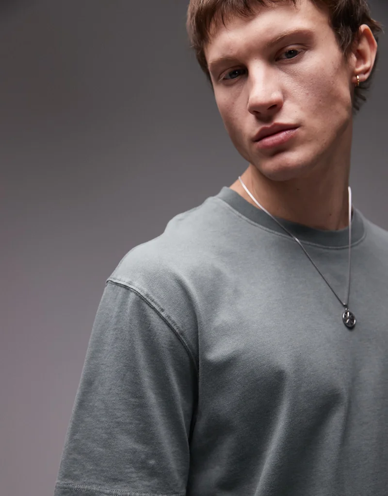 TOPMAN Printed Crew Neck Oversized T-Shirt