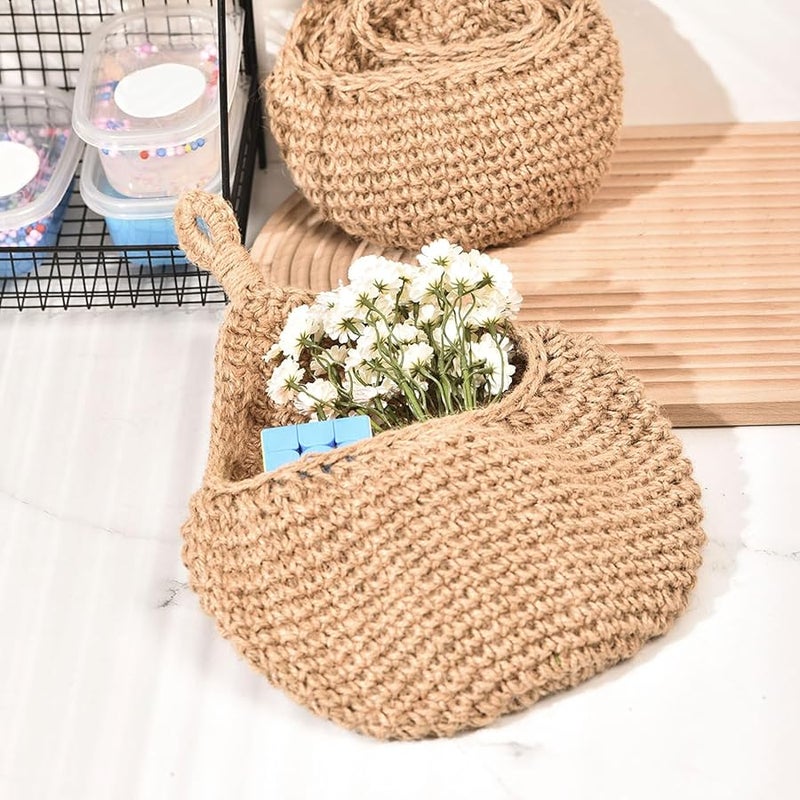 Wall Mounted Cotton Linen Storage Basket 21x27cm for Kitchen Bathroom Organization - Image 4
