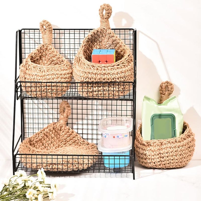 Wall Mounted Cotton Linen Storage Basket 21x27cm for Kitchen Bathroom Organization - Image 5