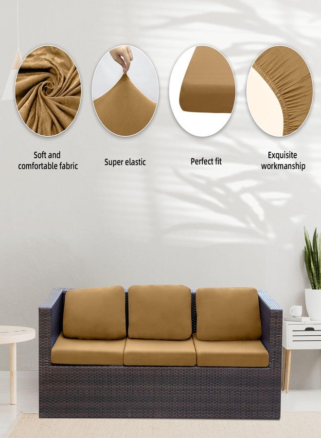 BIETYONE Patio Cushion Covers Outdoor Patio Cushion Covers,Super Elastic Outdoor Cushion Covers Replacement, Suitable for Outdoor Sofa Covers Patio Couch Cover Replacement (8Pcs,Camel, Cover Only) - Image 3