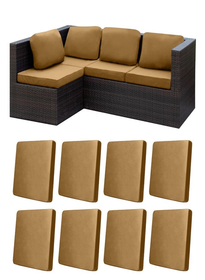 BIETYONE Patio Cushion Covers Outdoor Patio Cushion Covers,Super Elastic Outdoor Cushion Covers Replacement, Suitable for Outdoor Sofa Covers Patio Couch Cover Replacement (8Pcs,Camel, Cover Only) - Image 1