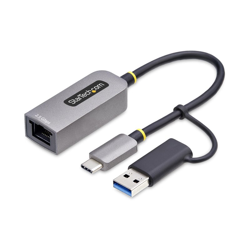 StarTech.com 2.5GbE USB-C to Ethernet Adapter with USB-A Converter, NBASE-T NIC, USB 3.0 Type-C 2.5/1G Multi Speed Network - Image 1