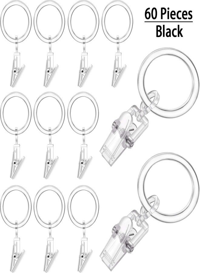 Jetec 30 Pieces Plastic Curtain Rings with 30 Piece Clips Shower Curtain Rod Clip Rings, 30 mm(Clear) - Image 3