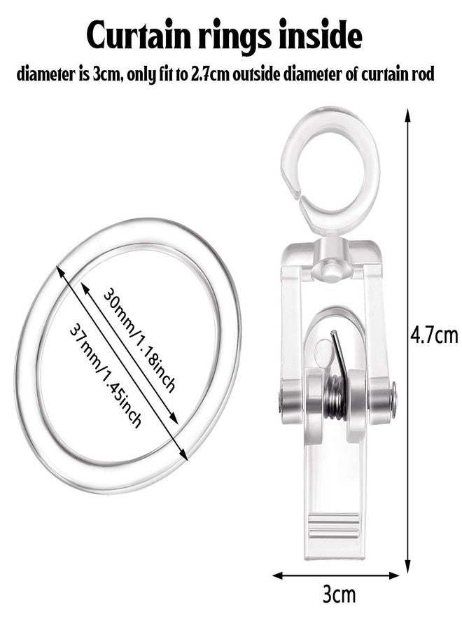 Jetec 30 Pieces Plastic Curtain Rings with 30 Piece Clips Shower Curtain Rod Clip Rings, 30 mm(Clear) - Image 2