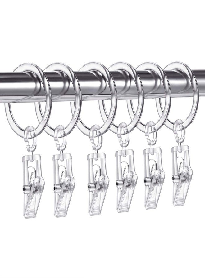 Jetec 30 Pieces Plastic Curtain Rings with 30 Piece Clips Shower Curtain Rod Clip Rings, 30 mm(Clear) - Image 1
