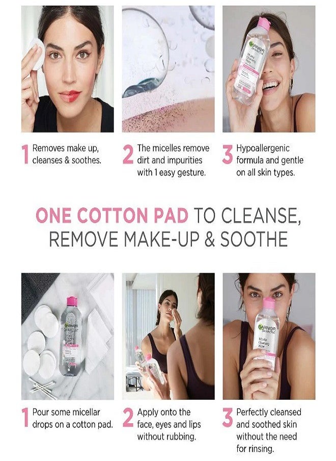Garnier SkinActive Micellar Cleansing Water Classic 100ml Plus 50-Piece Make-Up Remover Cotton Pads  - Image 2