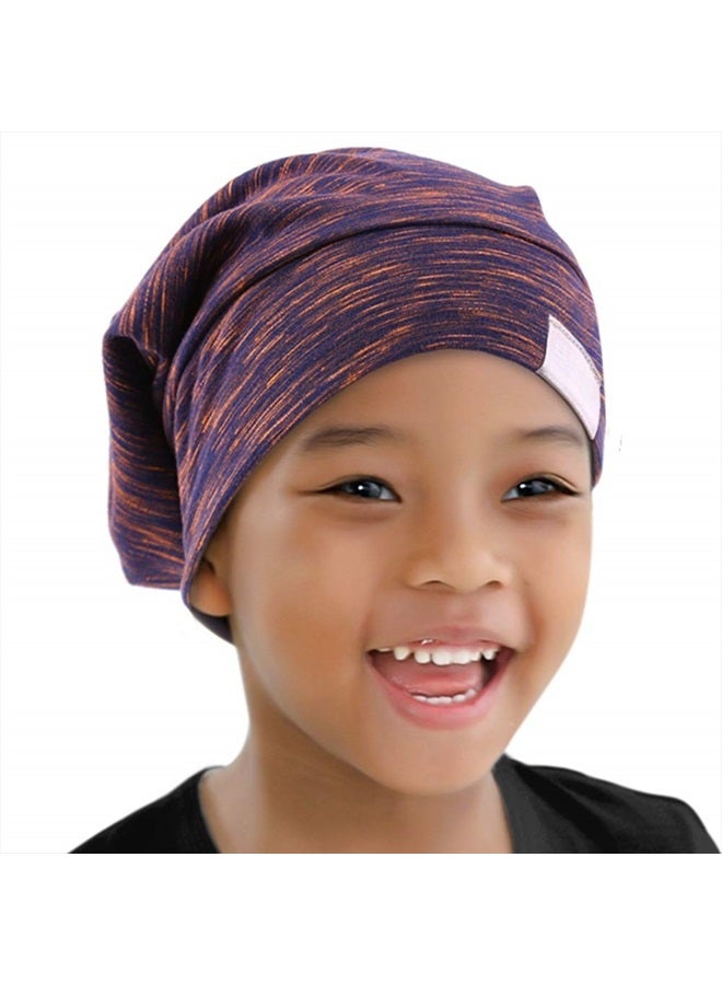 ELIHAIR Kids Beanie Sleep Hats Bonnet for Night Sleeping Cap Silky Lined Satin Bonnet with Adjustable Elastic Band for Teens Toddler Child Natural Curly Frizzy Hair Cover(Rose Violet) - Image 1
