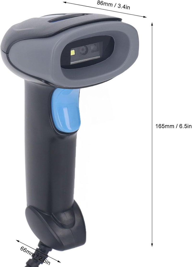 ماسح الباركود اليدوي السلكي عبر USB - قارئ التصوير الرقمي أحادي وثنائي الأبعاد لإدارة المخزون والمستودعات - متوافق مع OS X وLinux - إدخال البيانات مباشرة للكمبيوتر - Image 2