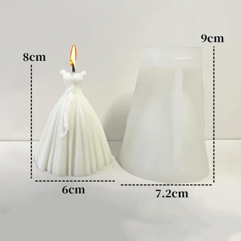 SlowlyTalk Candle Molds - Silicone Mold for Candles Making, DIY 3D Moulds for Soy Wax, Beeswax, Scented Candle, Valentine's Day Gifts (Gown Formal Attire) - Image 4